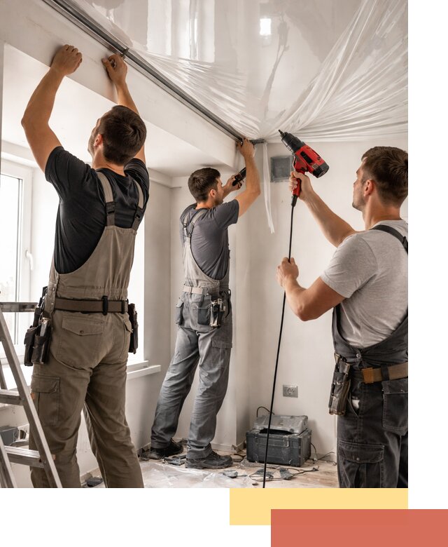 Монтаж глянцевого натяжного потолка в Кемерово быстро и качественно