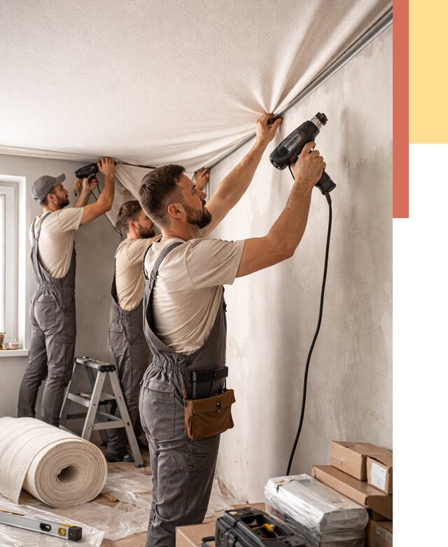 Монтаж фактурного натяжного потолка в Кемерово от 780 руб. — ОТДЕЛОЧНИК-Кмр