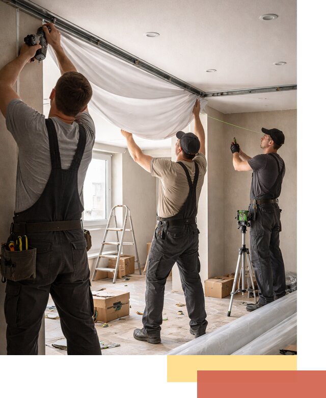 Монтаж парящего натяжного потолка под ключ в Кемерово