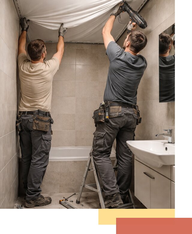 Монтаж натяжного потолка в ванной в Кемерово быстро и качественно