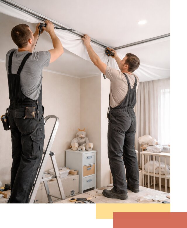 Монтаж натяжного потолка в детской комнате в Кемерово