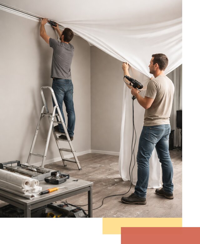 Монтаж натяжного потолка в студии в Кемерово