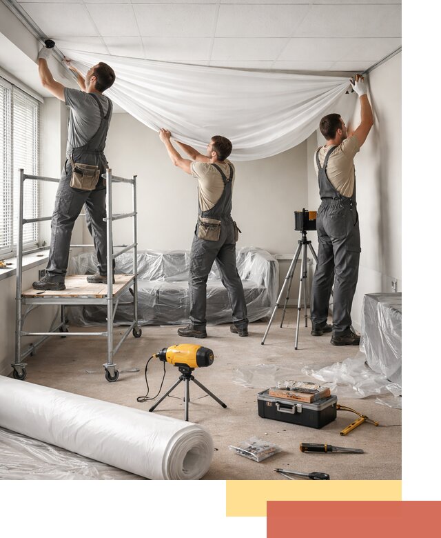 Монтаж натяжного потолка в офисе в Кемерово