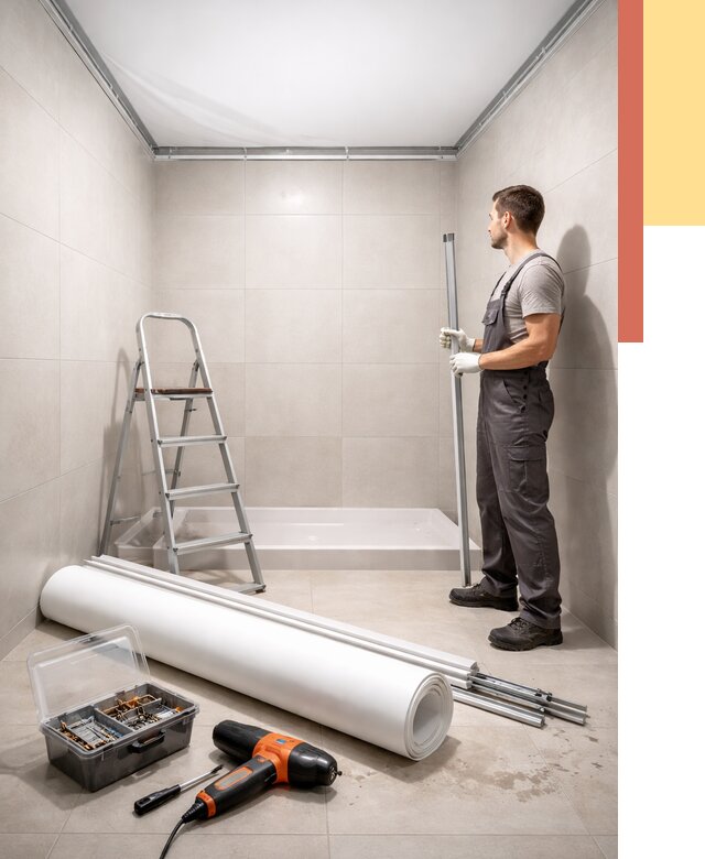 Монтаж натяжного потолка в санузле в Кемерово от 1925 руб. — ОТДЕЛОЧНИК-Кмр