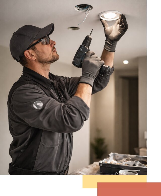 Установка точечных светильников в натяжной потолок в Кемерово