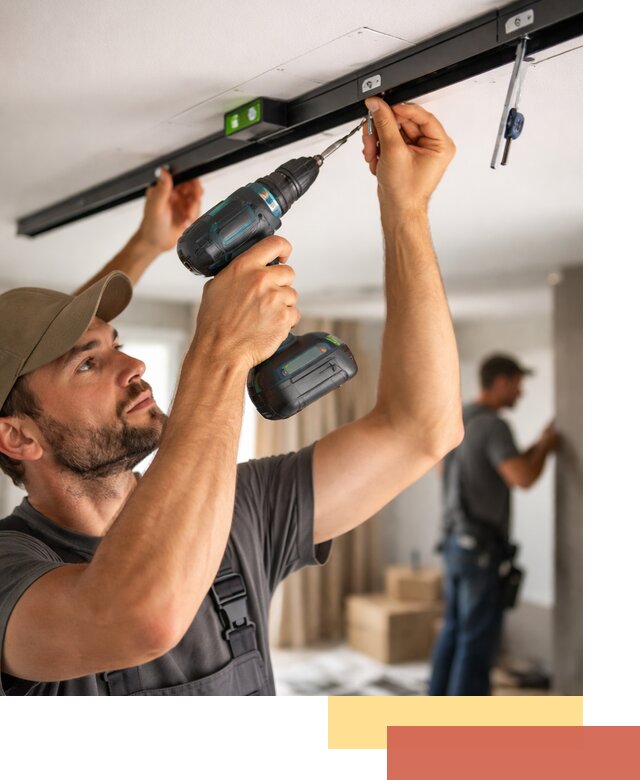 Установка трековых светильников в натяжной потолок в Кемерово