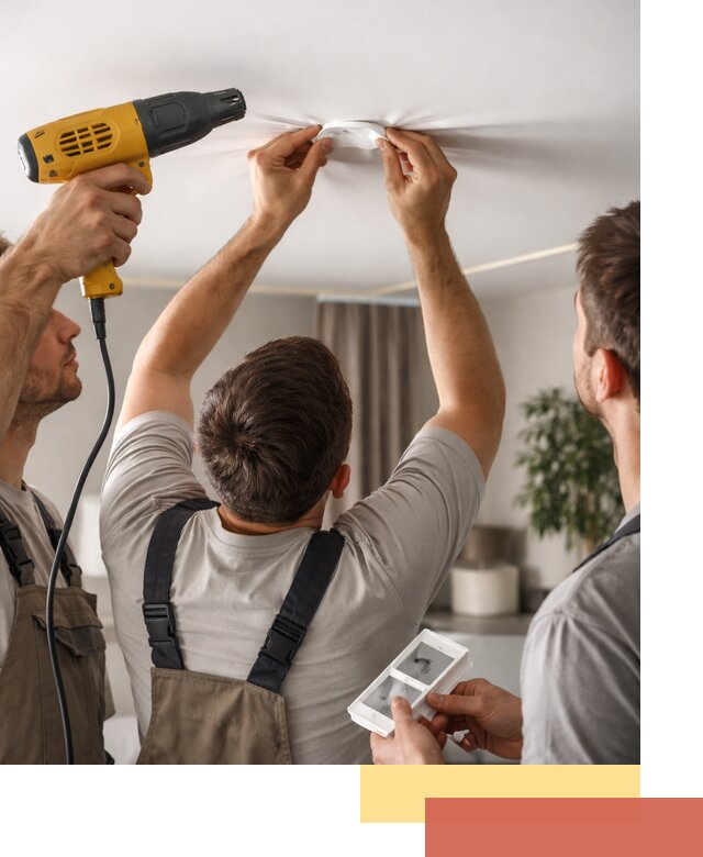 Ремонт прокола полотна натяжного потолка в Кемерово