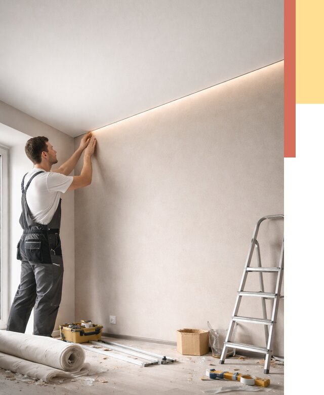 Теневые натяжные потолки в Кемерово от 8533 руб. под ключ | ОТДЕЛОЧНИК-Кмр