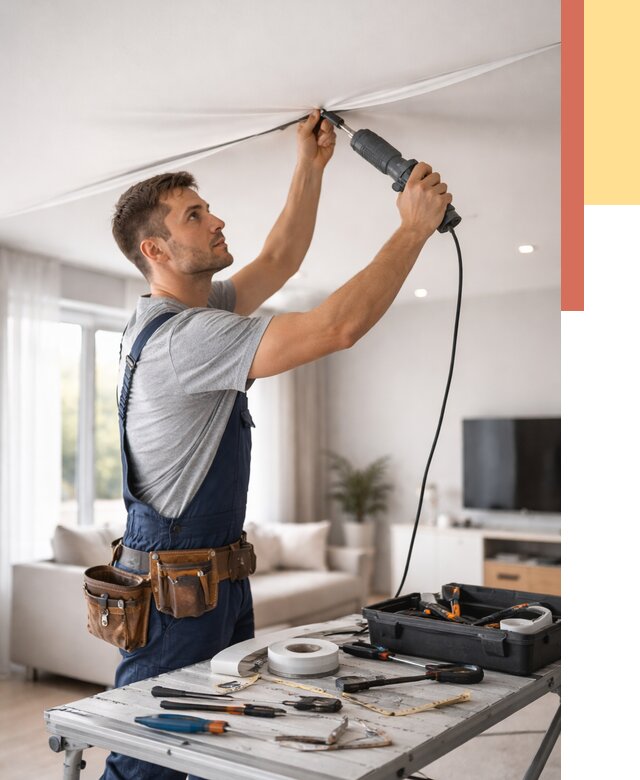 Ремонт натяжных потолков в Кемерово от 9886 руб. под ключ — ОТДЕЛОЧНИК-Кмр