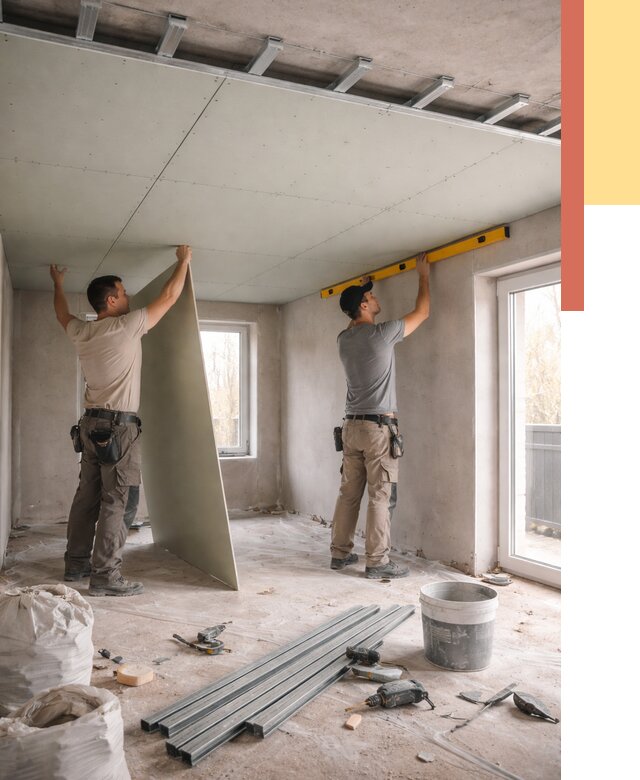 Одноуровневый потолок из гипсокартона в Кемерово от 780 руб. — монтаж под ключ | ОТДЕЛОЧНИК-Кмр