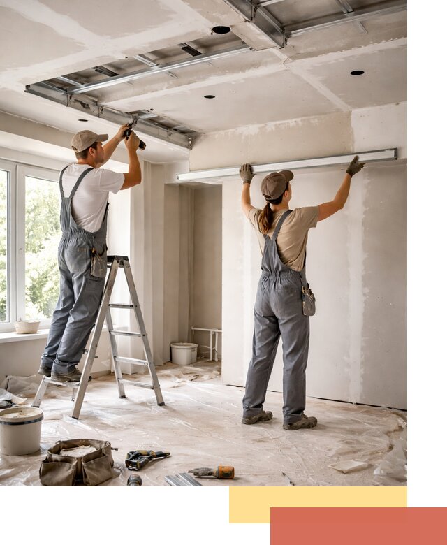 Монтаж многоуровневого потолка из гипсокартона в Кемерово