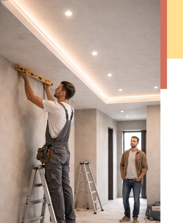 Потолок из гипсокартона с подсветкой в Кемерово от 780 руб./м2 под ключ | ОТДЕЛОЧНИК-Кмр