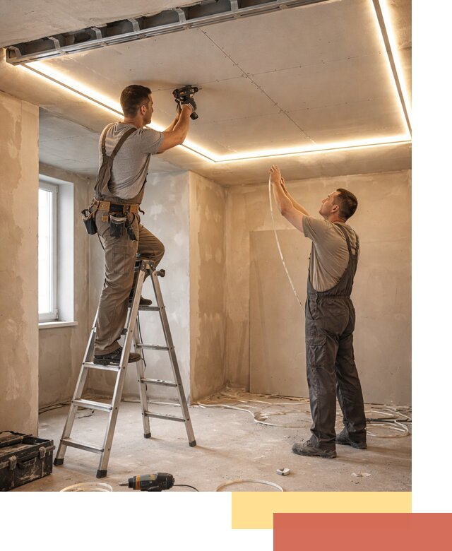 Потолок из гипсокартона с подсветкой в Кемерово