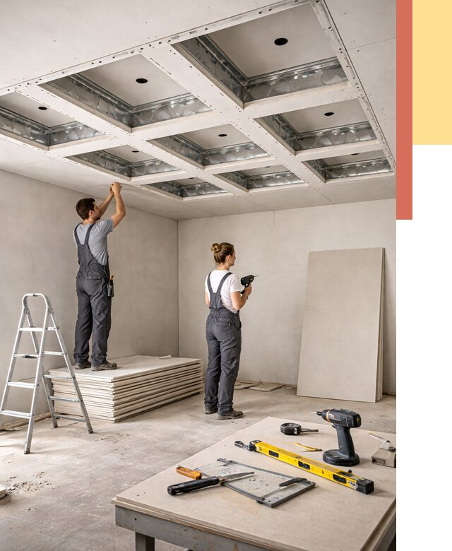 Кессонный потолок из гипсокартона в Кемерово от 1925 руб. — монтаж и под ключ | ОТДЕЛОЧНИК-Кмр