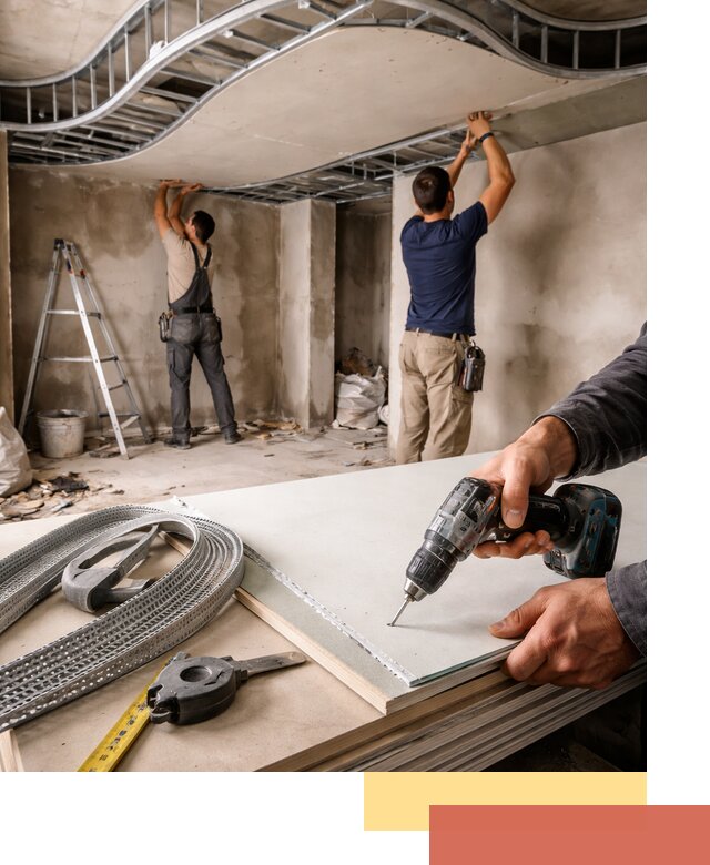 Криволинейный потолок из гипсокартона в Кемерово — монтаж и отделка