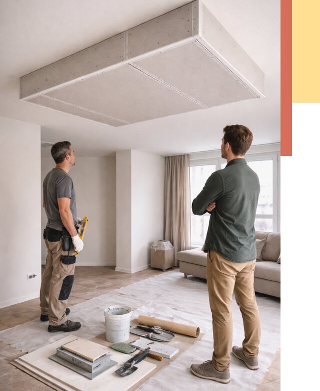 Короб на потолке из гипсокартона в Кемерово от 2289 руб. — монтаж и услуги под ключ | ОТДЕЛОЧНИК-Кмр