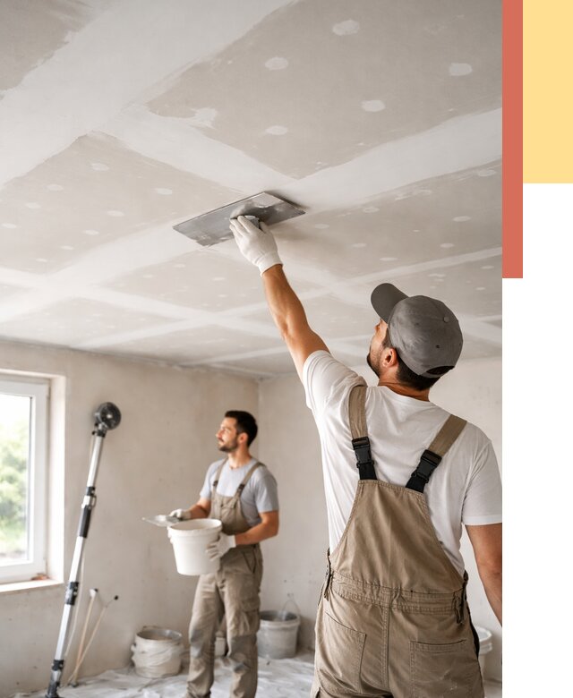 Шпаклевка потолка из гипсокартона в Кемерово от 3330 руб./м2 — услуги под ключ | ОТДЕЛОЧНИК-Кмр