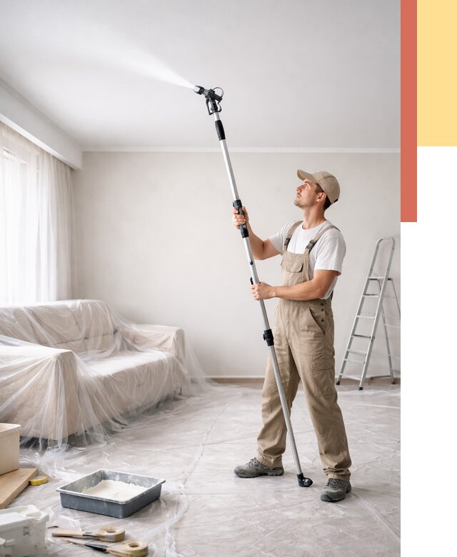 Покраска потолка краскопультом в Кемерово от 4683 руб. быстро и недорого | ОТДЕЛОЧНИК-Кмр